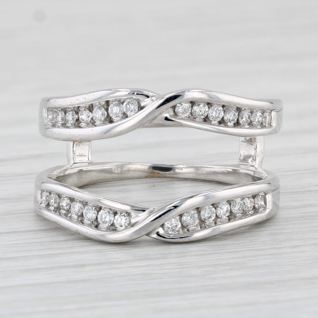 Light Gray 0.32ctw Diamond Ring Jacket 14k White Gold Size 7 Enhancer Guard Wedding Band