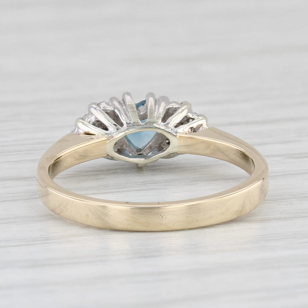 Light Gray 0.41ctw Heart Topaz Diamond Halo Ring 9k Yellow Gold Size 5.5 British