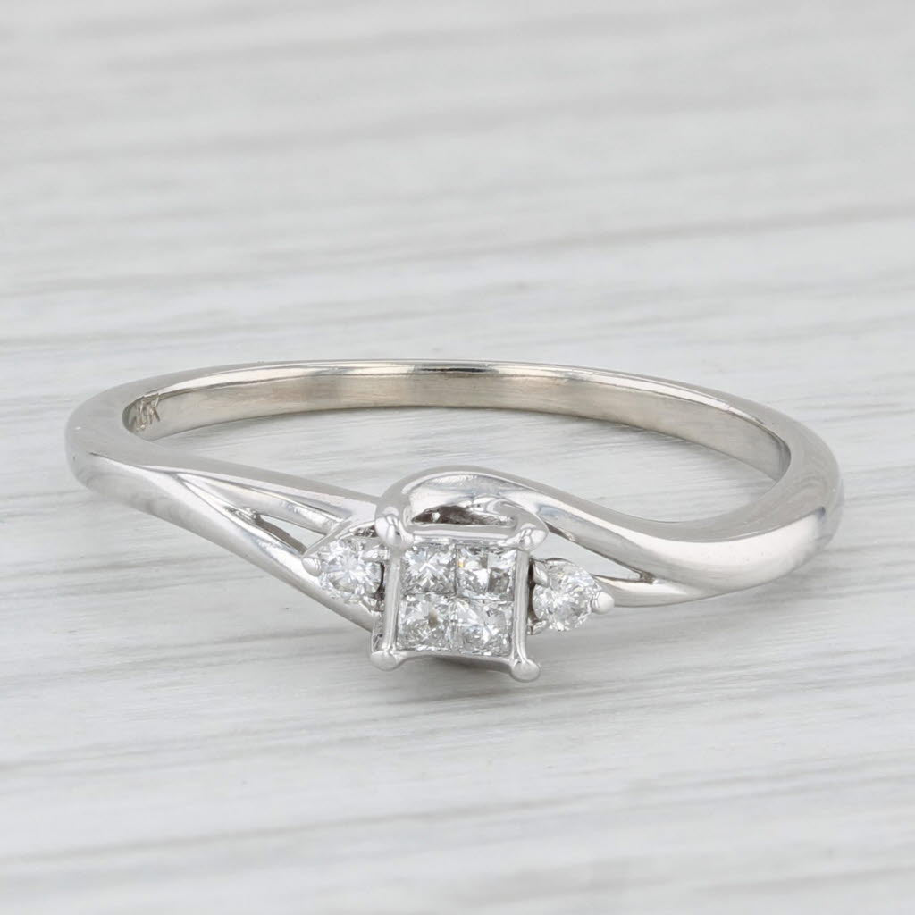 Light Gray 0.11ctw Diamond Princess Engagement Ring 10k White Gold Size 7
