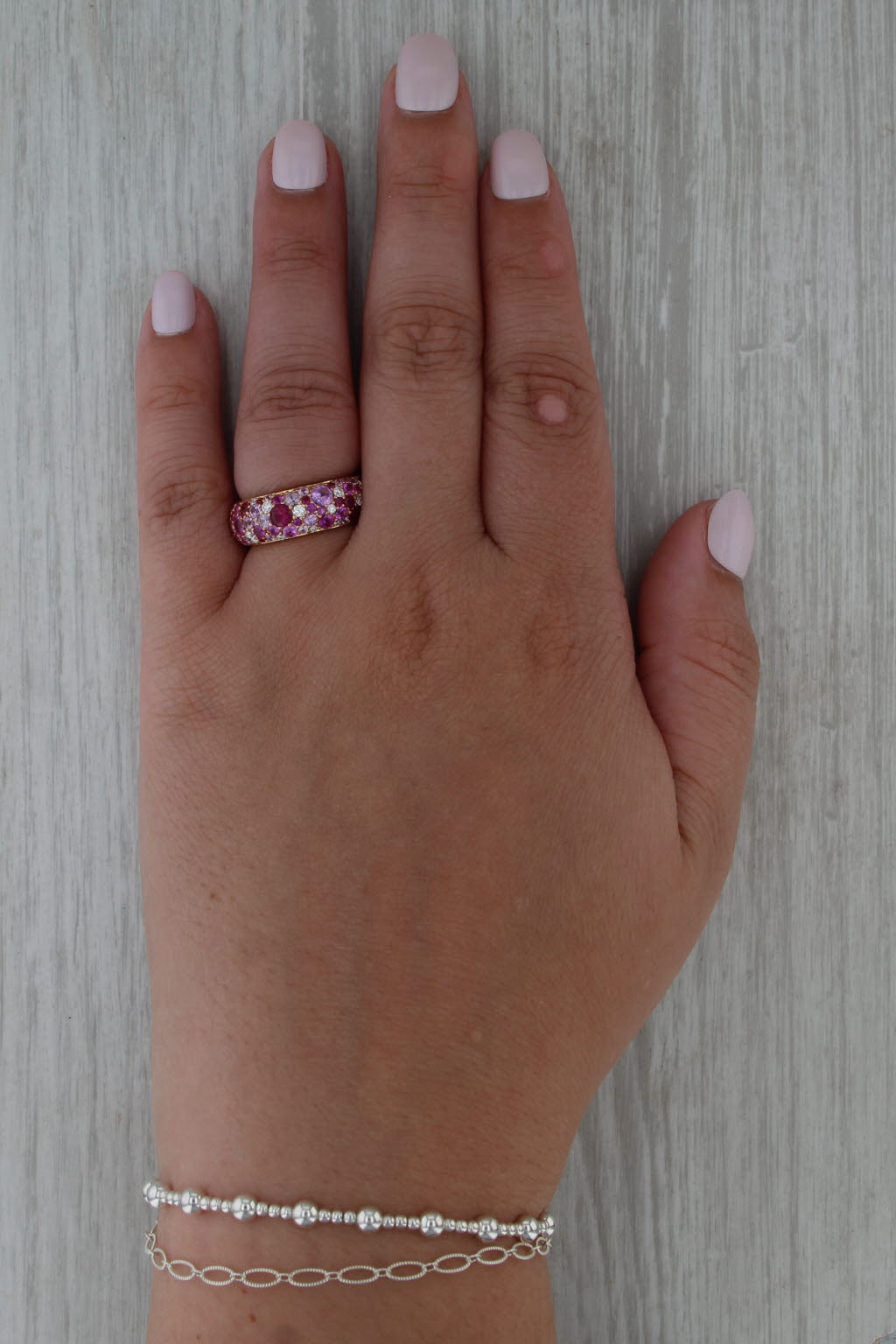 Danhier 2.05ctw Pink Sapphire Diamond Pave Ring 18k Rose Gold Size 6.75 Band