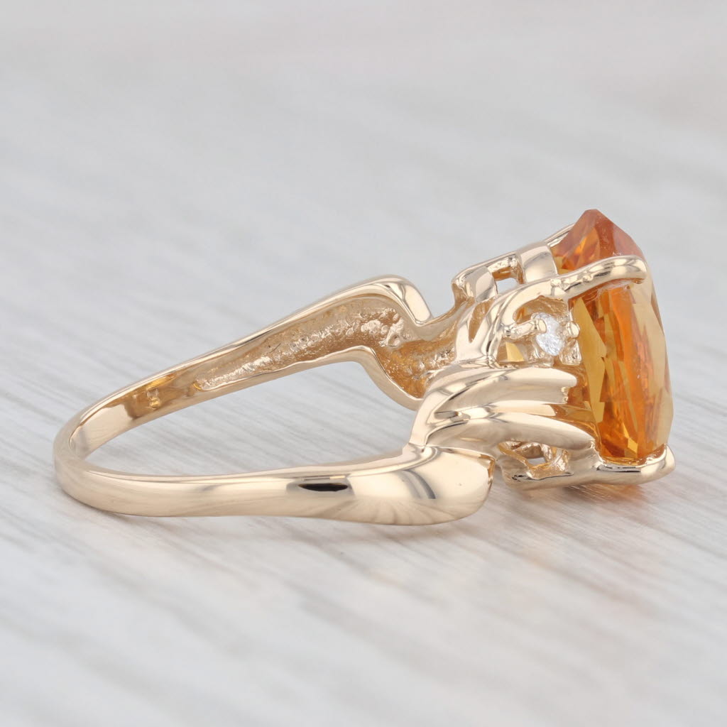 Light Gray 4.24ctw Orange Oval Citrine Diamond Ring 14k Yellow Gold Size 8