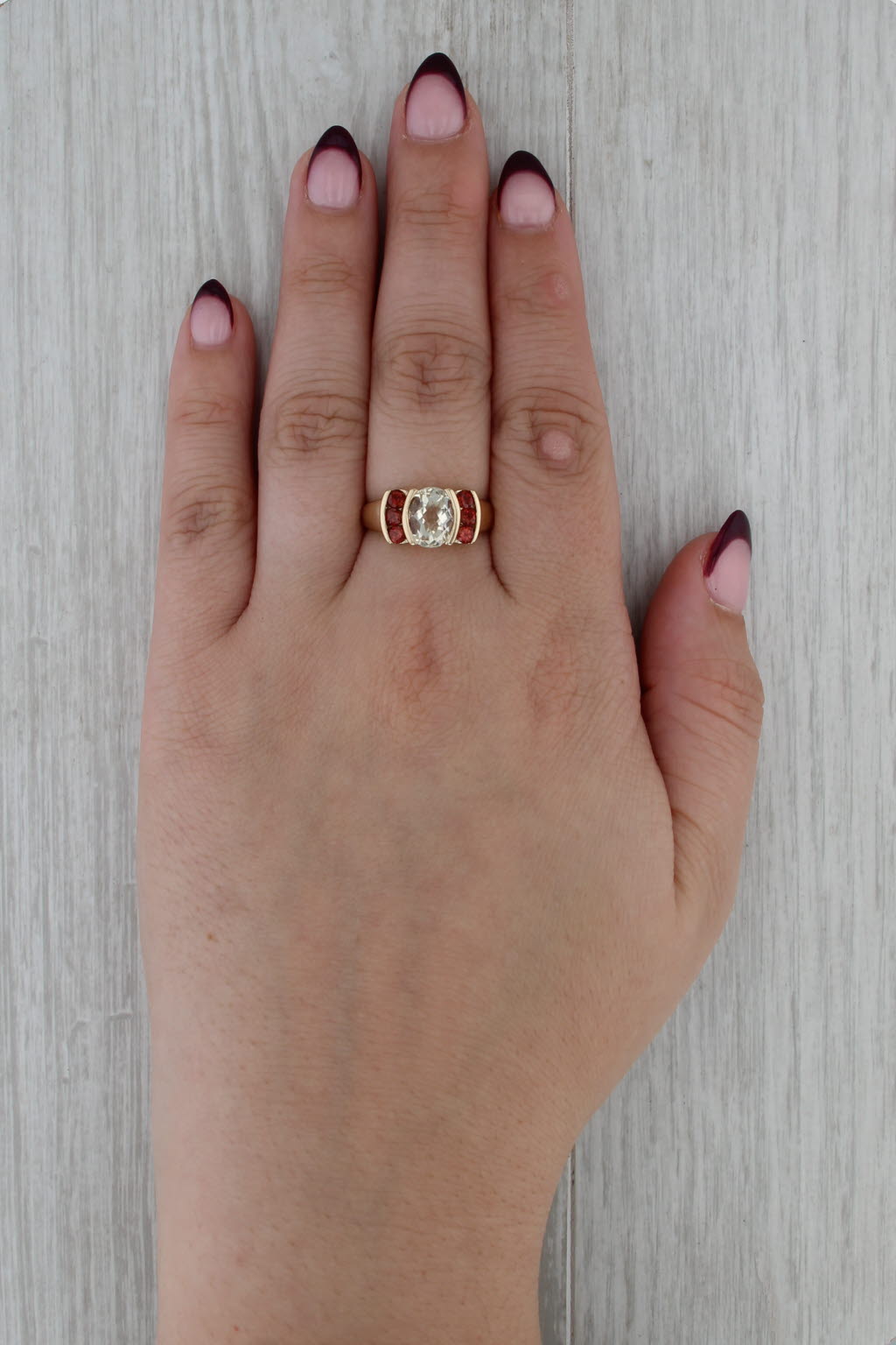 2.60ctw Garnet Labradorite Ring 14k Yellow Gold Size 8.25