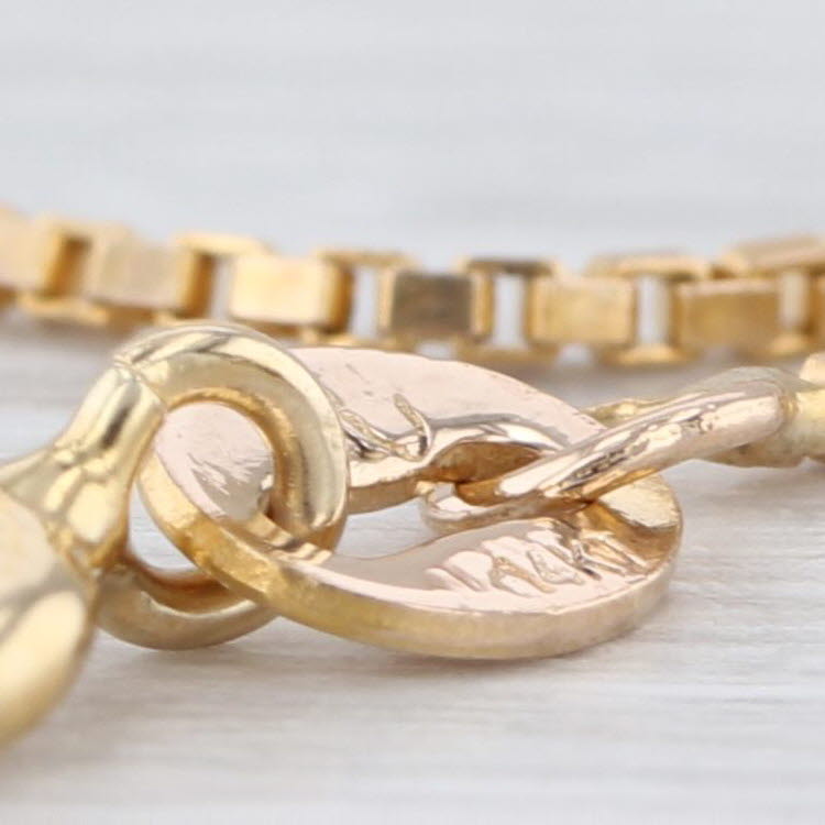 Box Chain Necklace 14k Yellow Gold 24" 0.9mm Italian