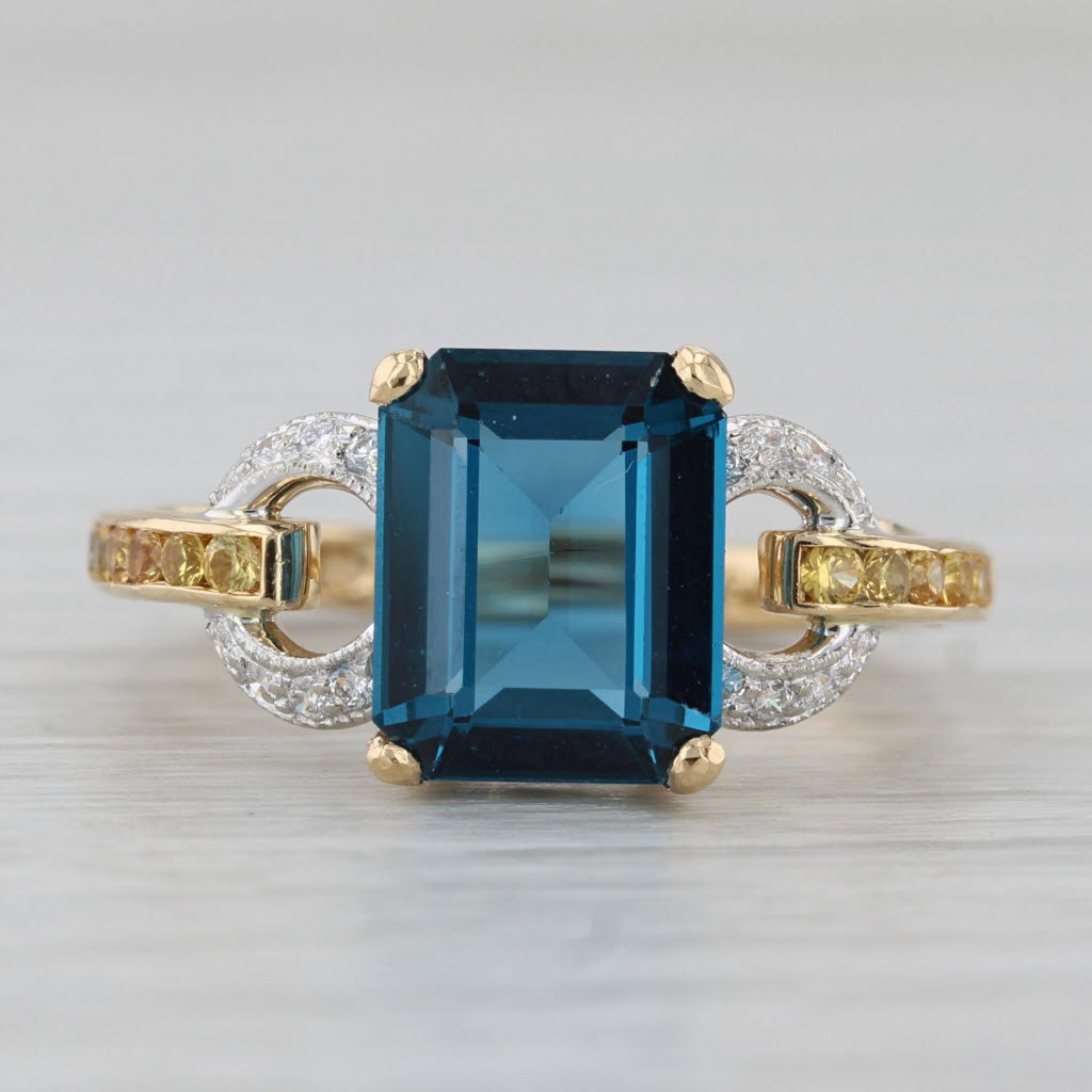 Gray Krementz 3.76ctw Lab Created Blue Spinel Diamond Sapphire Ring 18k Gold Sz 6.75