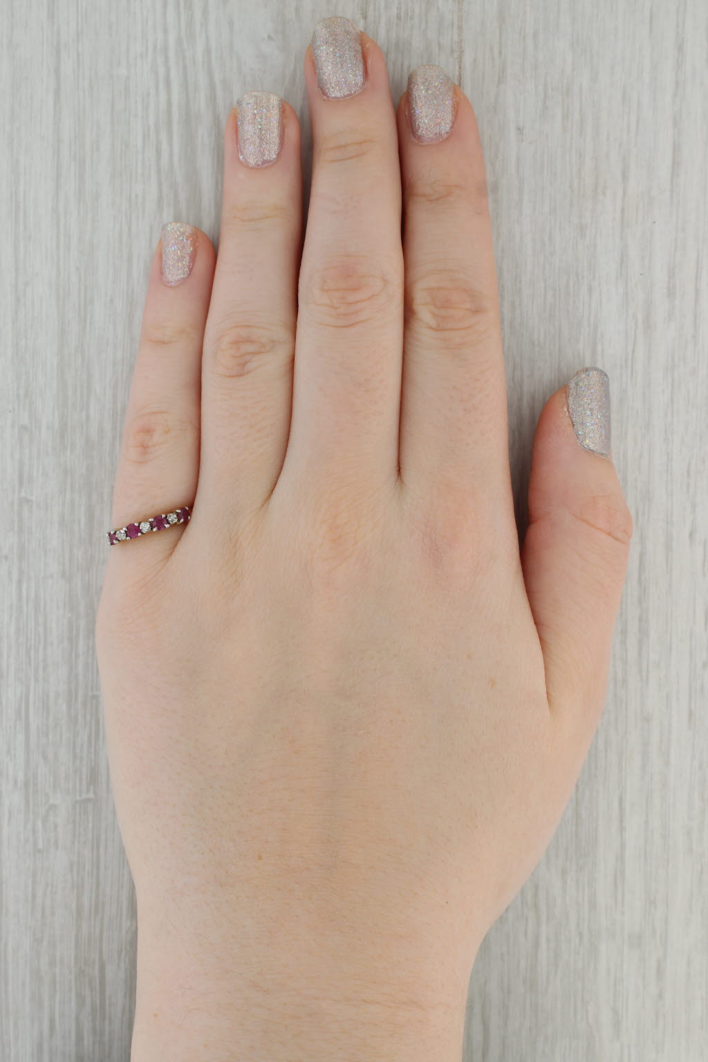 Dark Gray 0.50ctw Ruby Diamond Ring 10k Yellow Gold Size 6.5 Stackable Bridal