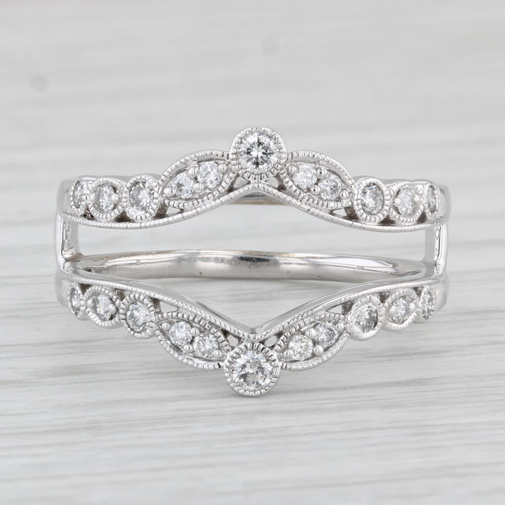 Light Gray 0.40ctw Diamond Ring Enhancer Jacket 14k White Gold Size 9.5 Wedding Bridal
