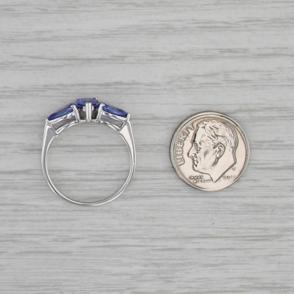 2.10ctw Pear Tanzanite 3-Stone Ring 10k White Gold Size 8.25