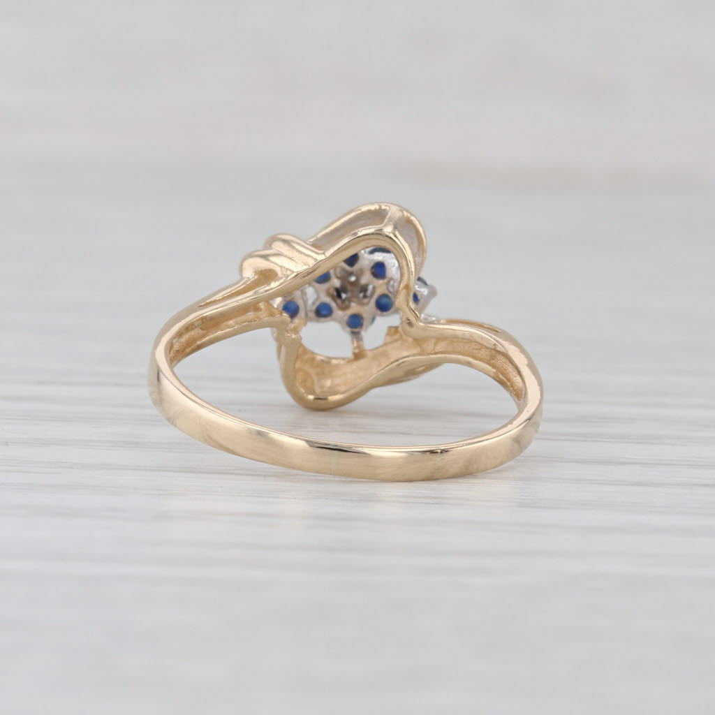 0.24ctw Blue Sapphire Diamond Bypass Ring 10k Yellow Gold Size 7.75
