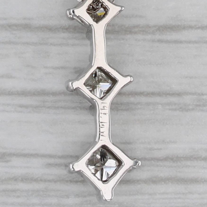 Gray 0.48ctw Diamond 3-Stone Journey Pendant Necklace 14k White Gold 18" Rope Chain