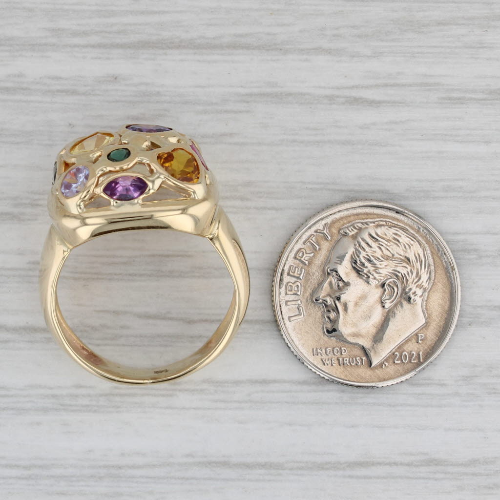 Gray Gemstone Ring 14k Gold Cubic Zirconia Lab Created Ruby Spinal Sapphire