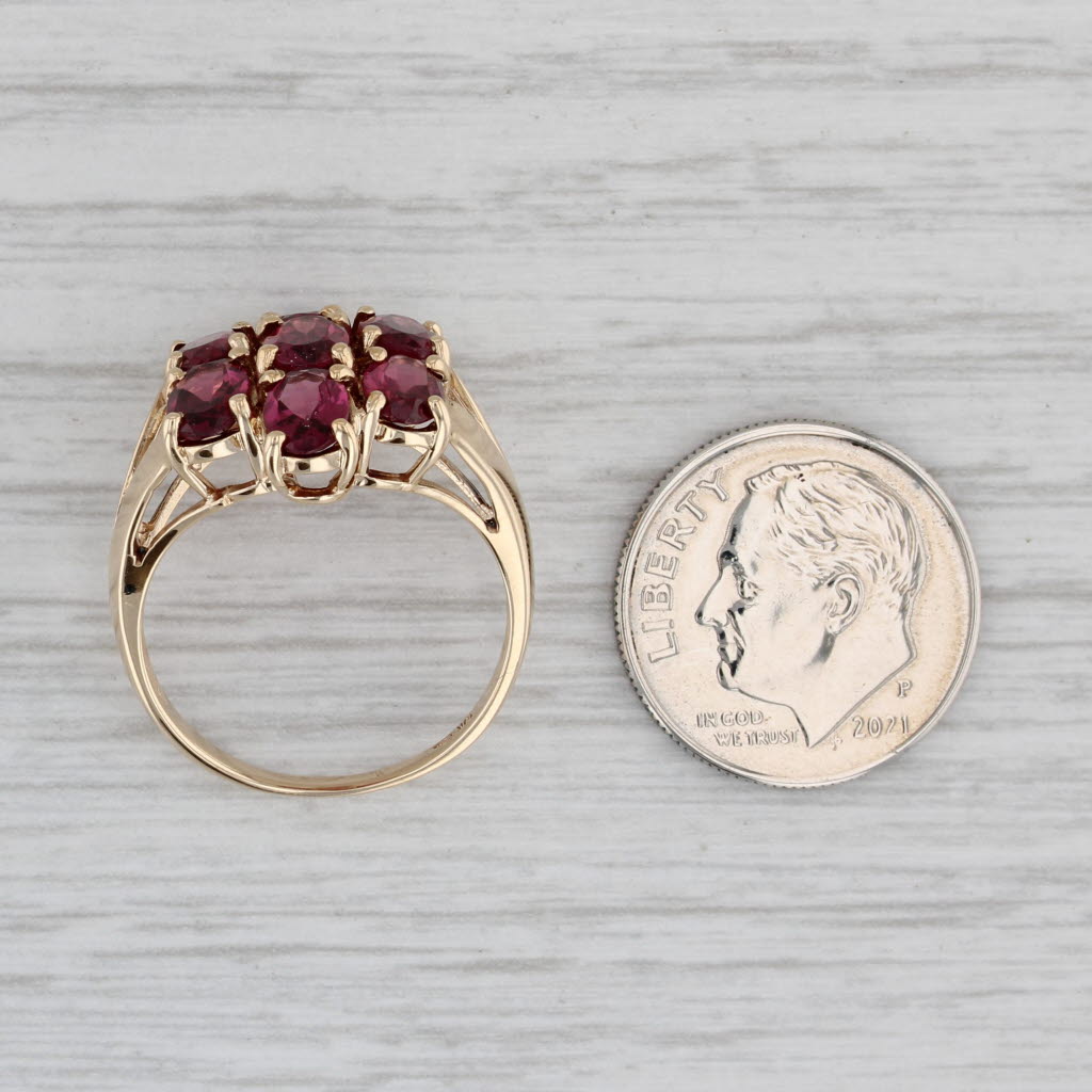 Gray 4.30ctw Rhodolite Garnet Cluster Ring 10k Yellow Gold Size 7 Cocktail