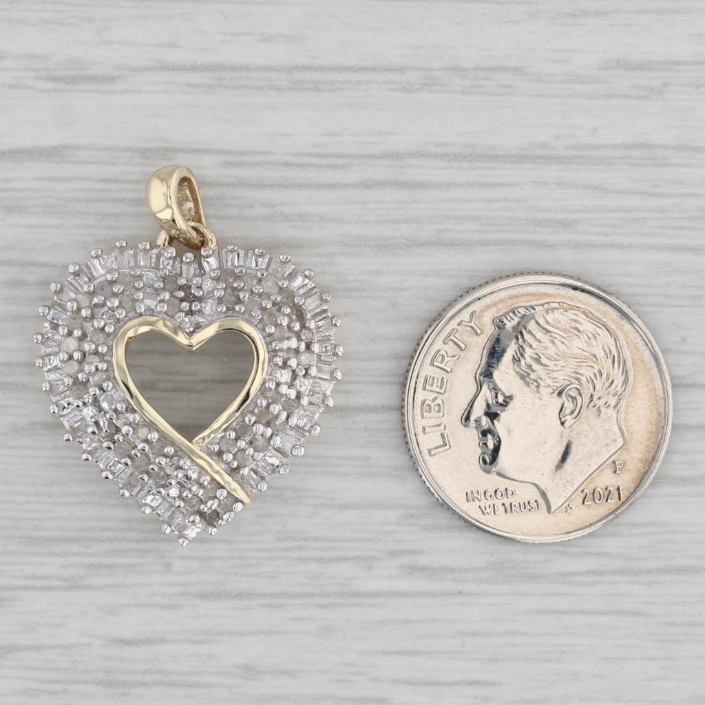 Gray 0.27ctw Diamond Open Heart Pendant 10k Yellow Gold