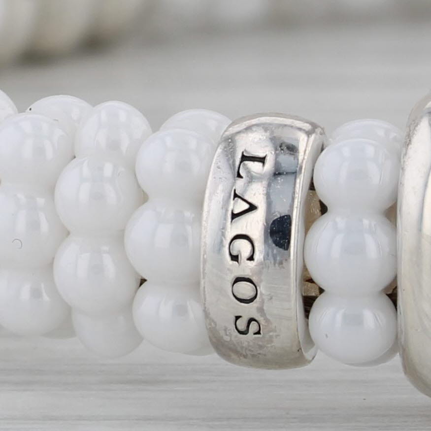 Gray Lagos Caviar 0.30ctw Diamond Ceramic Bead Bracelet Sterling Silver 18k Gold Bag