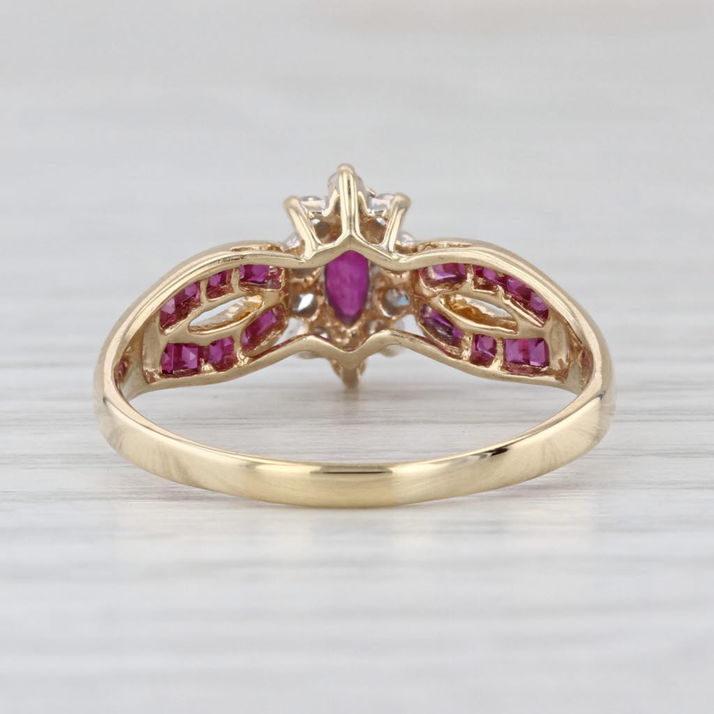 0.56ctw Natural & Lab Created Ruby Diamond Ring 14k Yellow Gold Size 8
