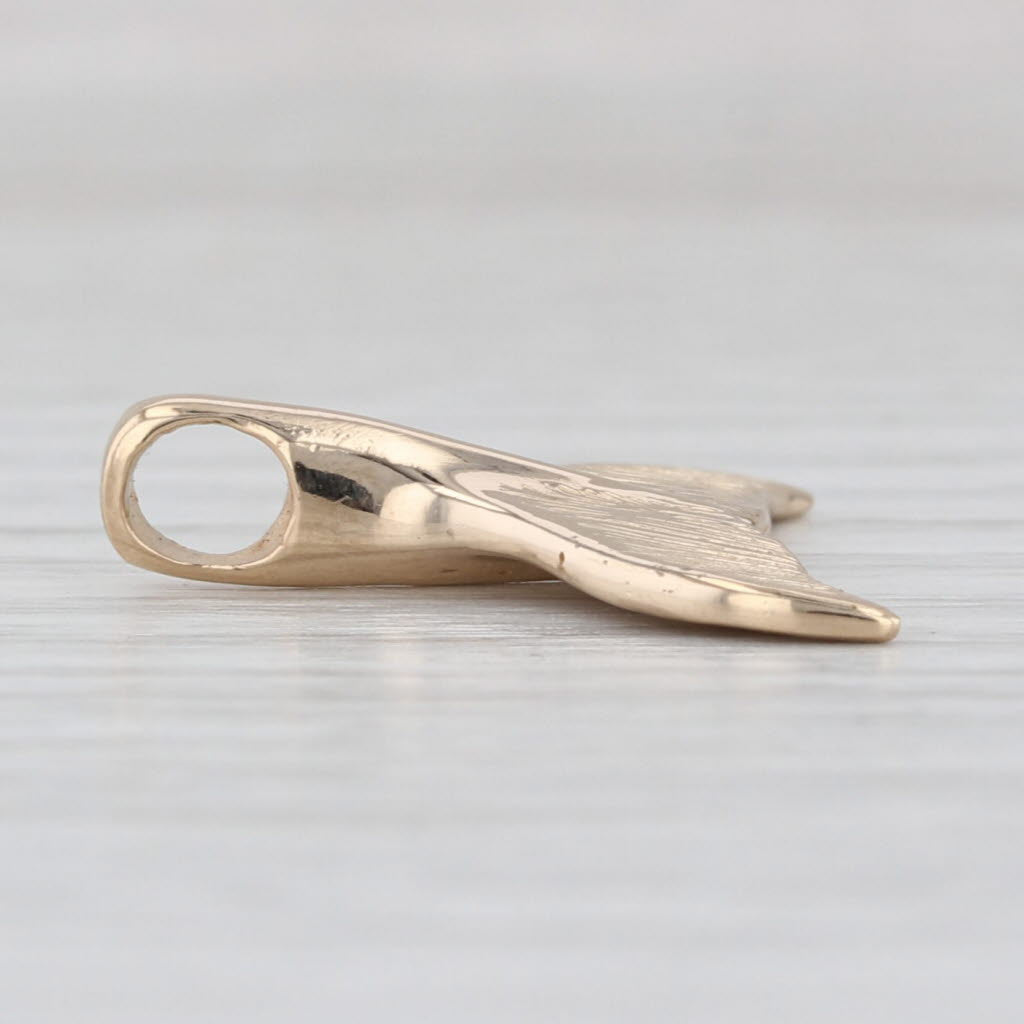 Whale Tail Pendant 14k Yellow Gold Nautical Jewelry