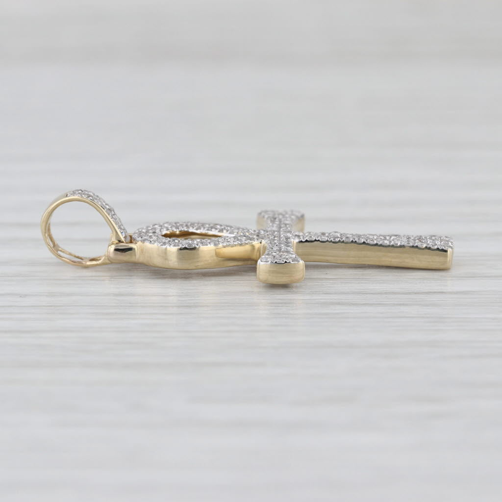 0.27ctw Diamond Ankh Cross Pendant 10k Yellow Gold