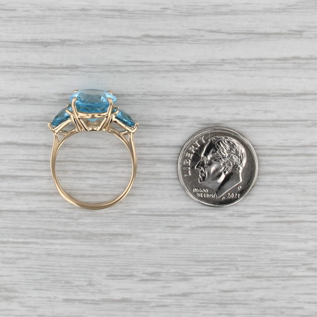 8ctw 3-Stone Blue Topaz Ring 14k Yellow Gold Size 6.5
