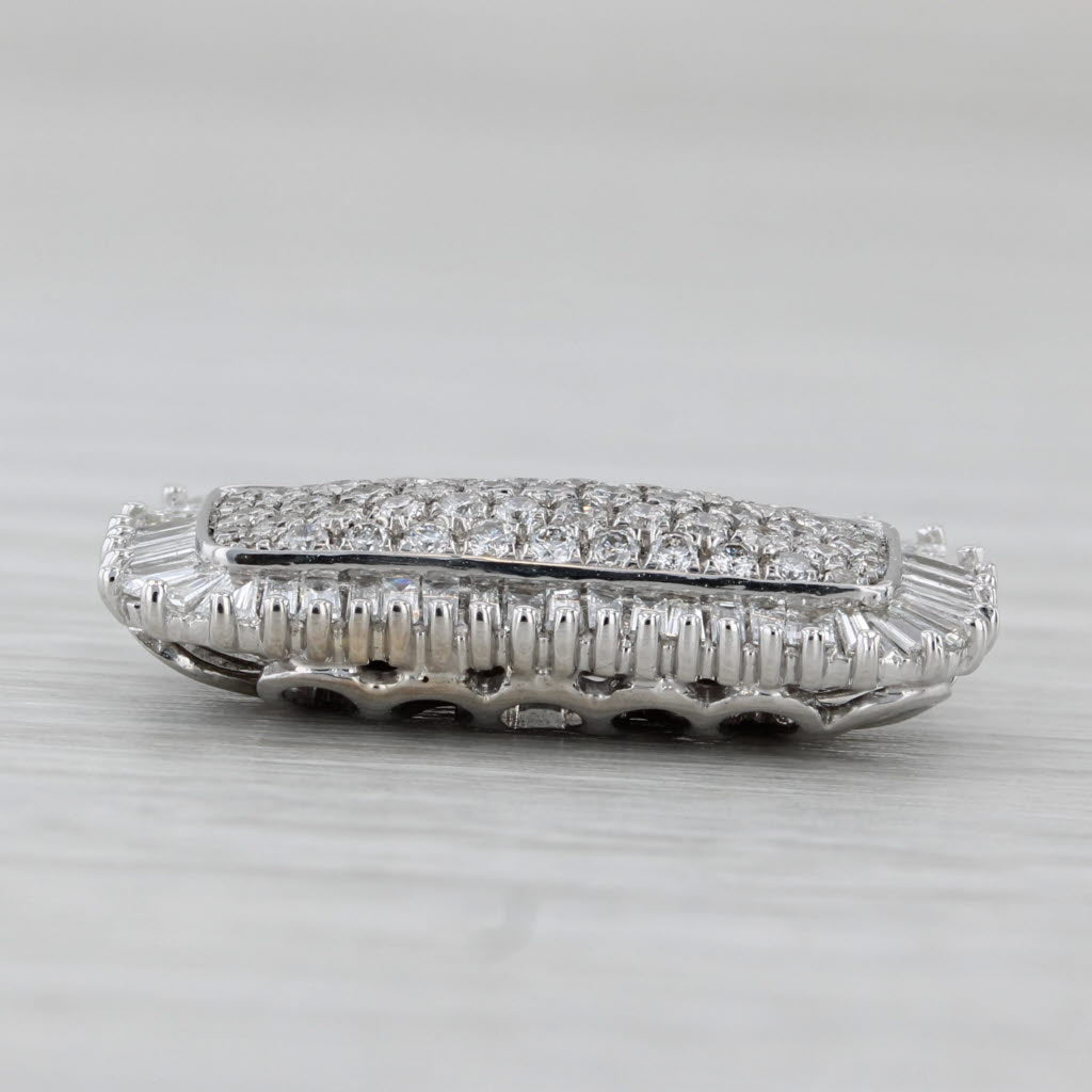 Gray 1.20ctw Pave Diamond Halo Floating Drop Pendant 14k White Gold