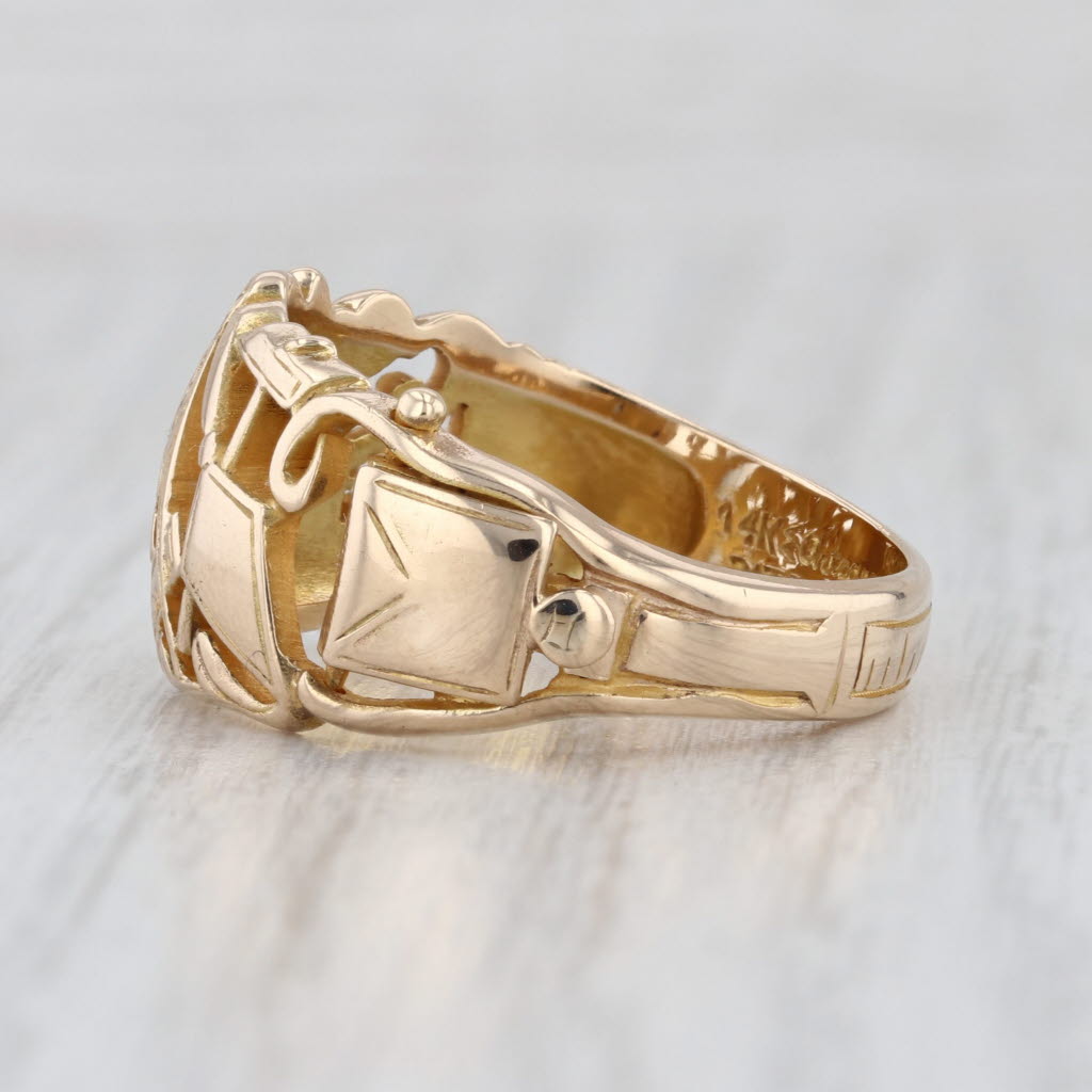 Masonic Symbols Ring 14k Gold Size 9.75 Square Compass Apron Opens Blue Lodge