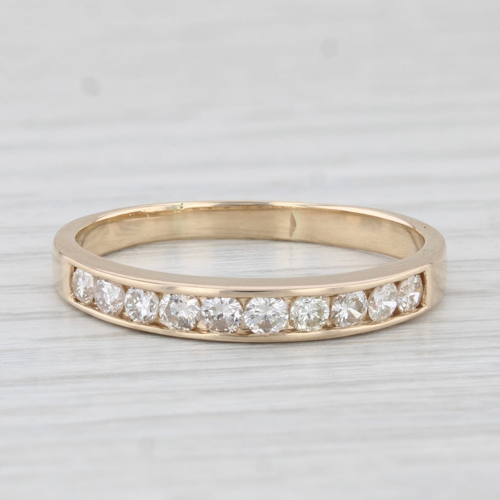 Light Gray 0.40ctw Channel Set Diamond Wedding Band 14k Yellow Gold Stackable Ring Size 9