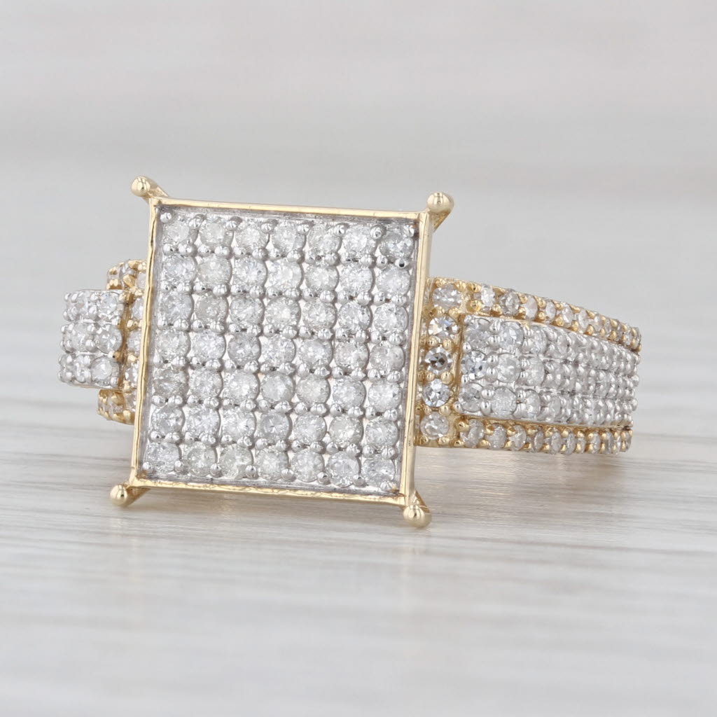 1.01ctw Pave Diamond Ring 10k Yellow Gold Size 8