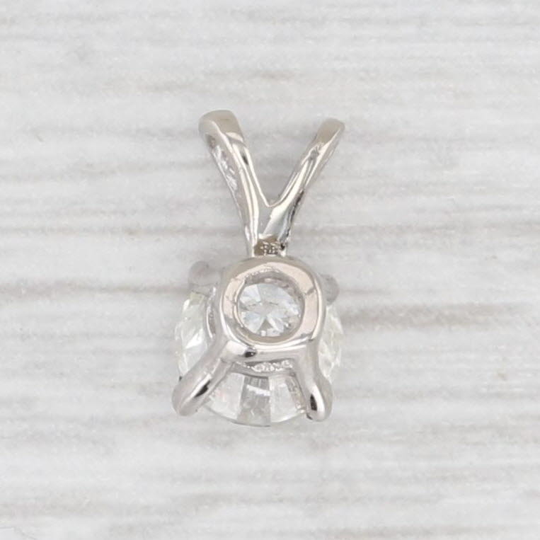 Light Gray New 0.47ct Round Solitaire Small Drop Pendant 14k White Gold
