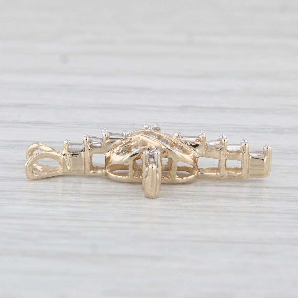 Light Gray Small 0.20ctw Diamond Cross Pendant 10k Yellow Gold