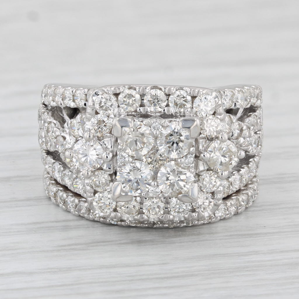 Light Gray 2.52ctw Diamond Halo Engagement Ring Wedding Band Bridal Set 10k White Gold Sz 6