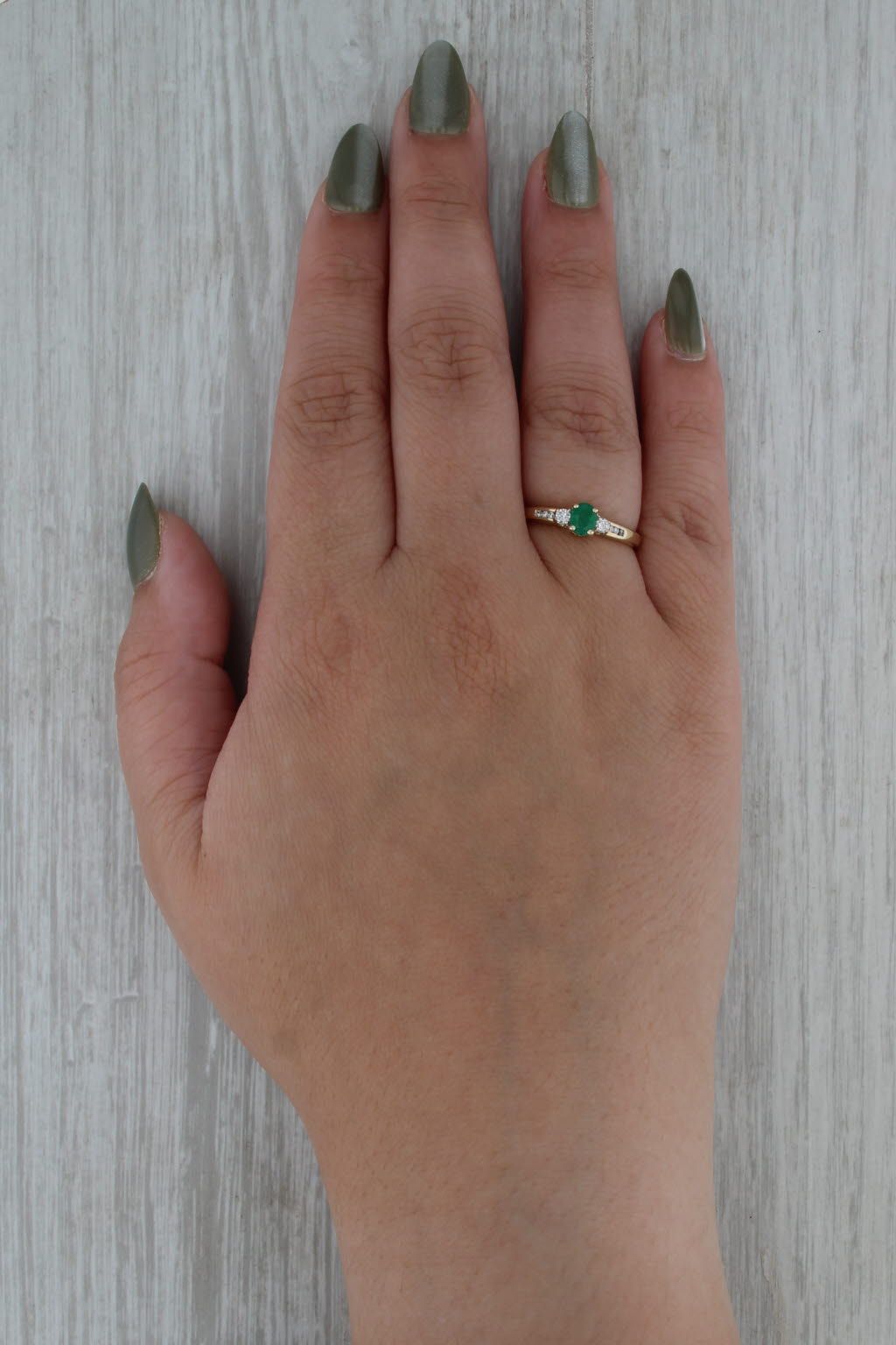 0.36ctw Emerald Diamond Ring 14k Yellow Gold Size 7 Engagement