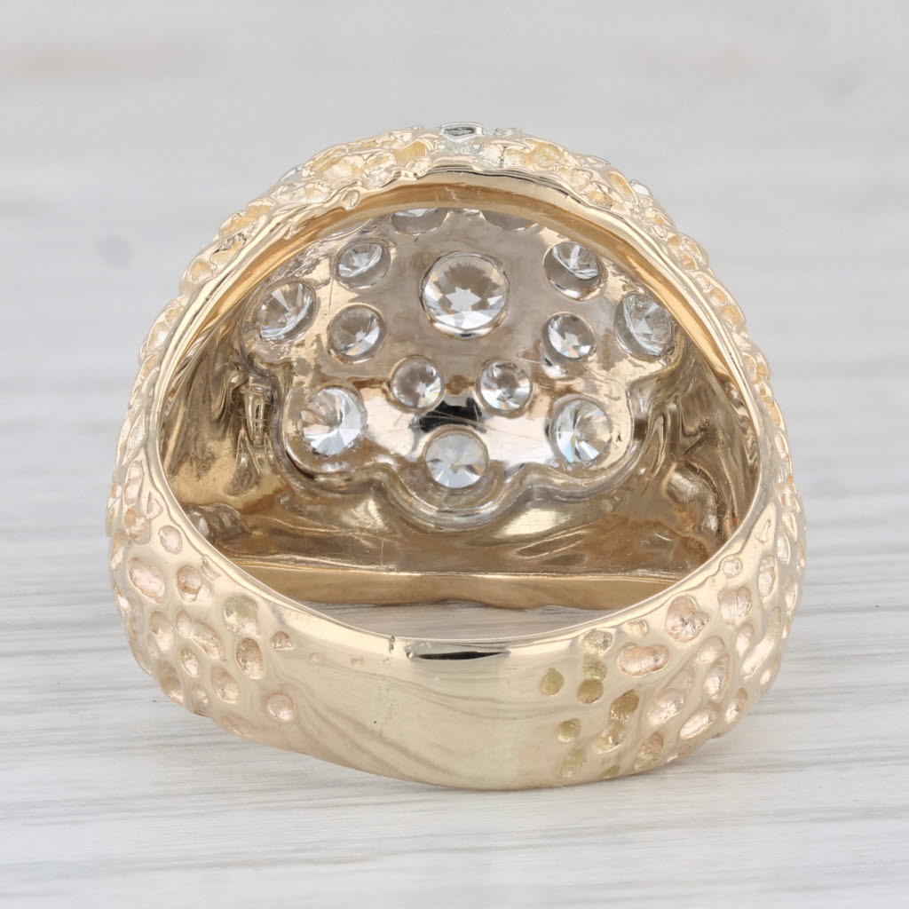 Gray Men's 1.85ctw Diamond Cluster Ring 14k Yellow Gold Nugget Band Size 10.25