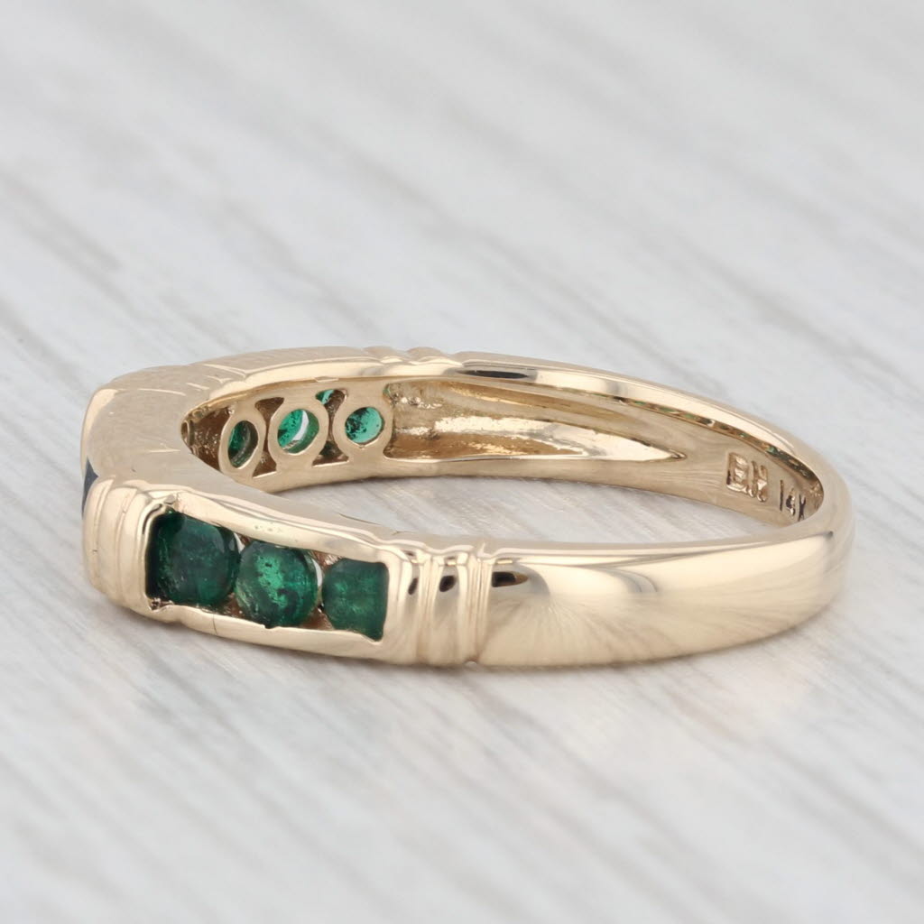 Light Gray 0.60ctw Emerald Band 14k Yellow Gold Size 7 Wedding Stackable Ring