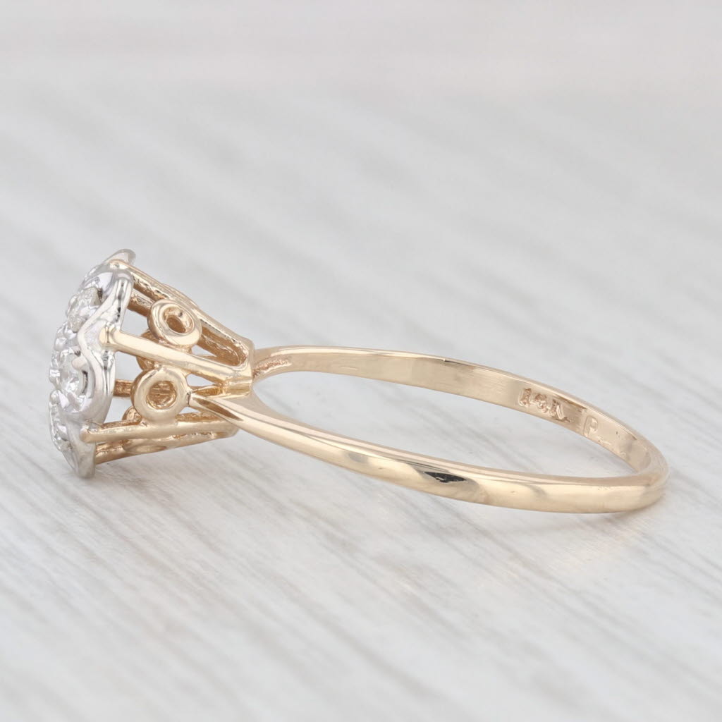 Light Gray Vintage 0.20ctw Diamond Flower Cluster Engagement Ring 14k Gold Size 7
