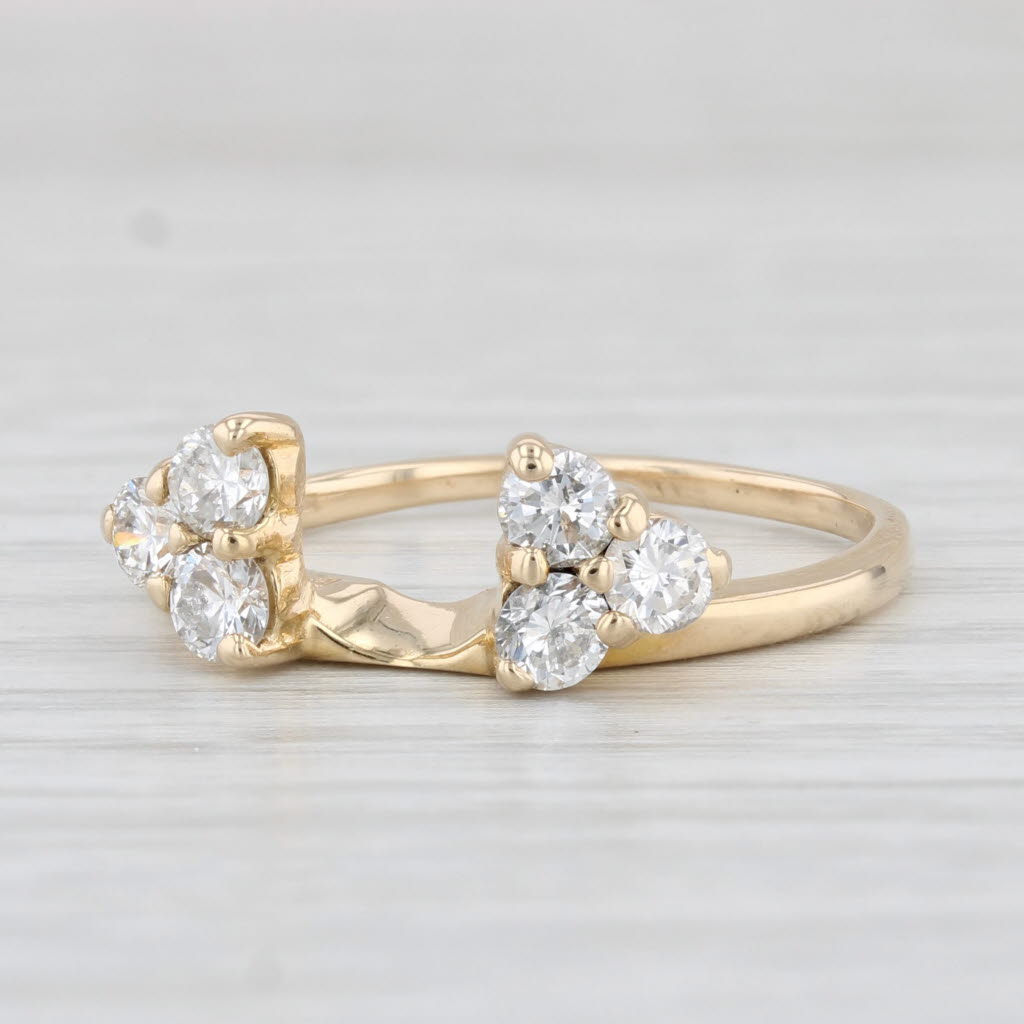 Light Gray 0.60ctw Diamond Cluster Ring Guard Enhancer 14k Yellow Gold Size 7.75