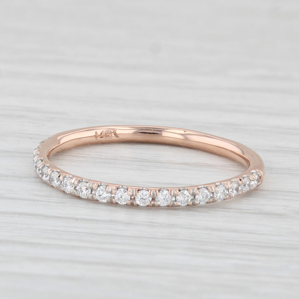 Light Gray 0.20ctw Diamond Wedding Band 14k Rose Gold Stackable Ring Size 6.75