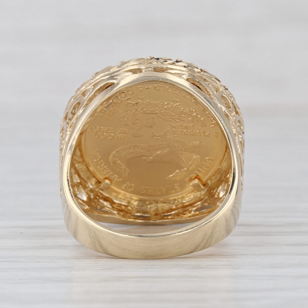 2003 American Gold Eagle Coin Ring 14k 22k Gold 1/10ozt AGE Walking Liberty