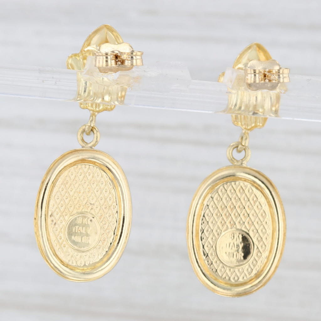 Light Gray Cameo Dangle Earrings 18k Yellow Gold Pierced Drops Milor Italy