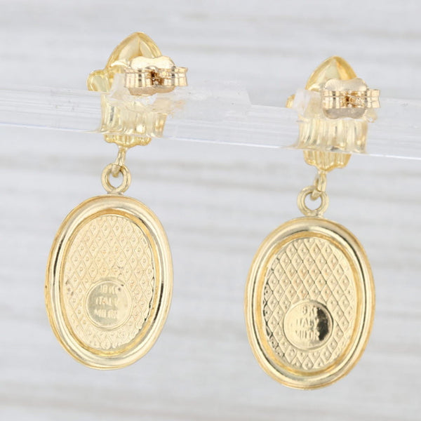 Cameo Dangle Earrings 18k Yellow Gold Pierced Drops Milor Italy