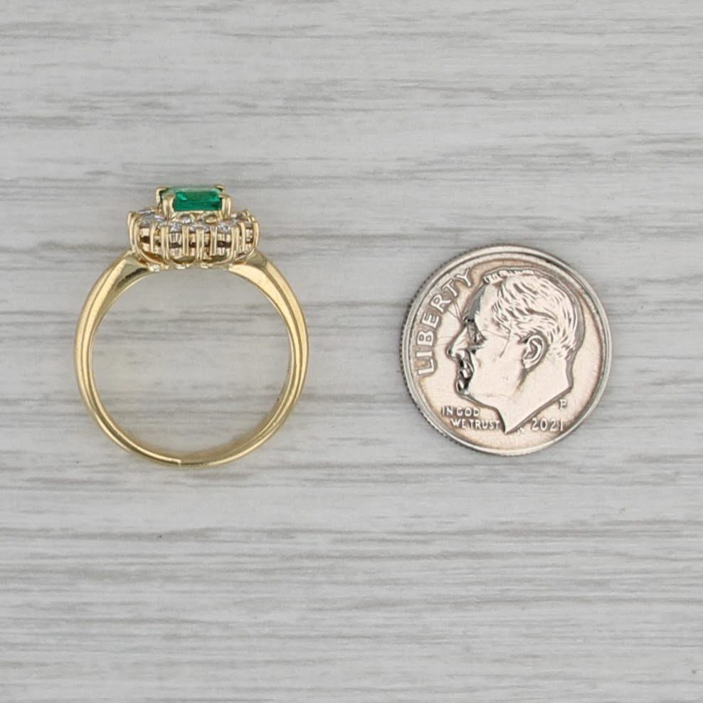 1.21ctw Emerald Diamond Halo Ring 18k Yellow Gold Size 5.75 Engagement