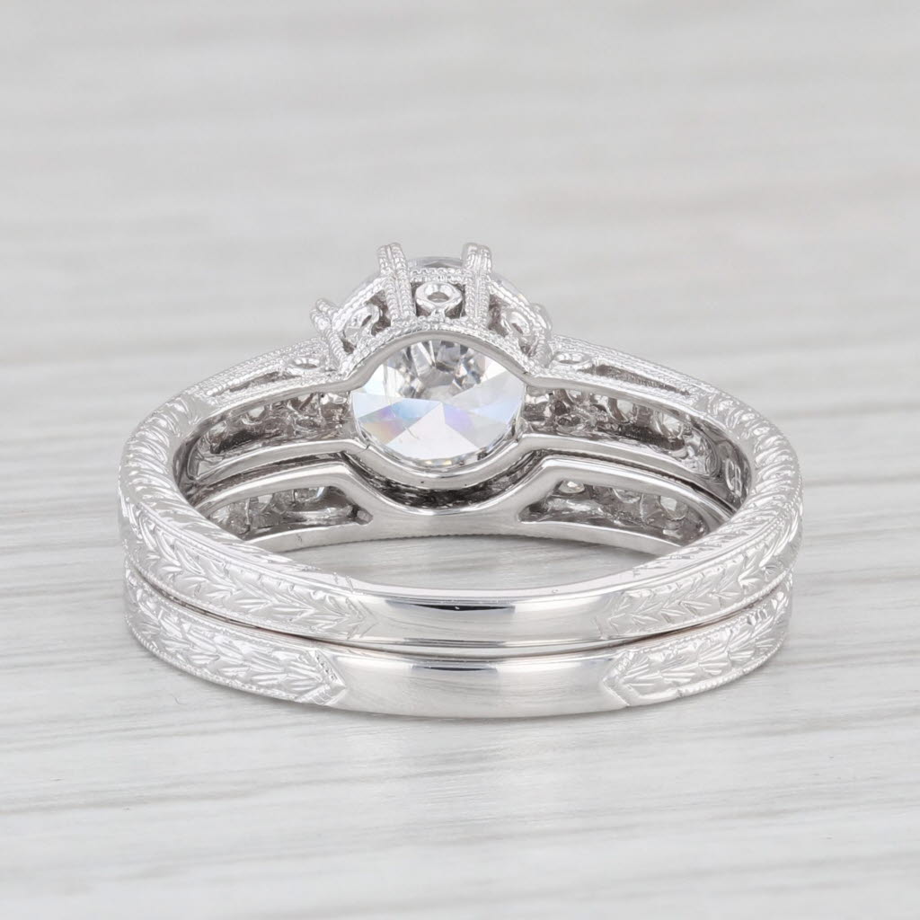 Light Gray New Semi Mount Engagement Ring Wedding Band Set Diamond 18k White Gold Size 6.5