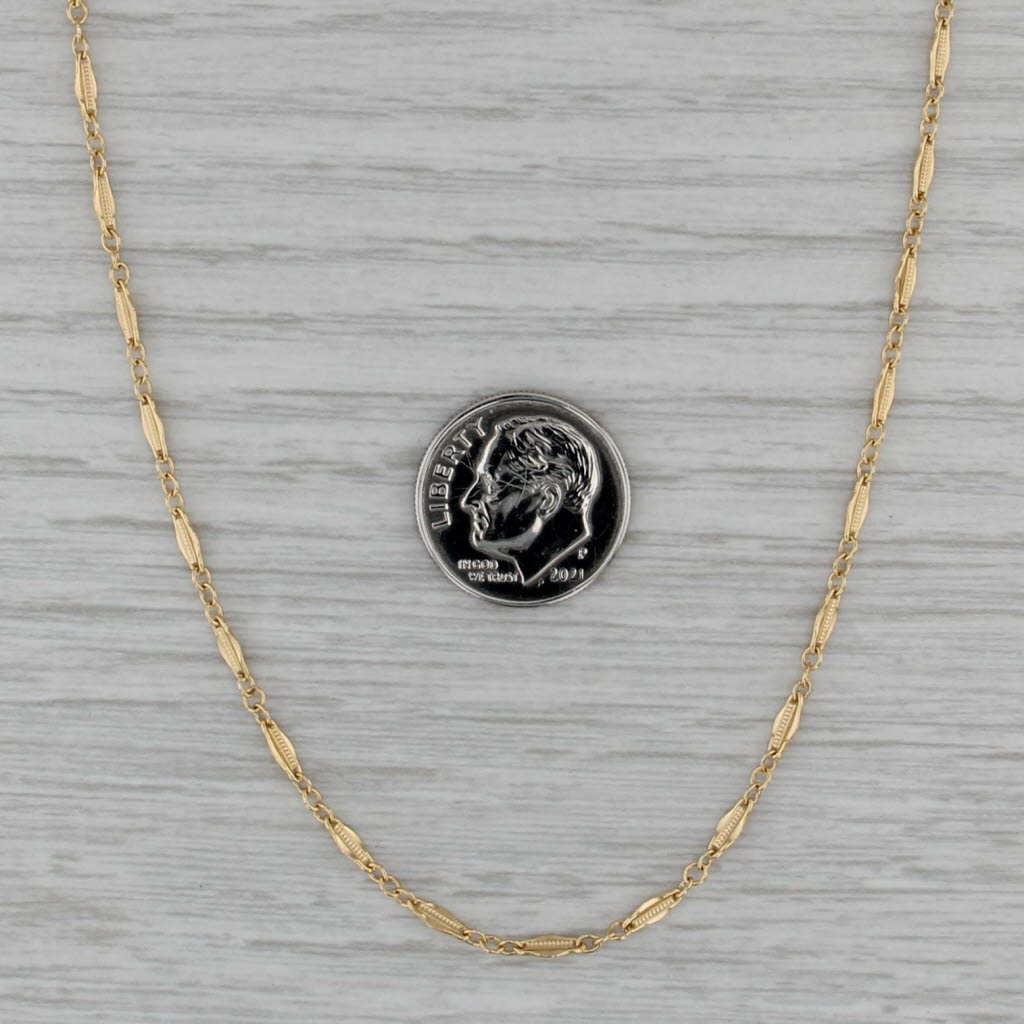 Marquise Bar Link Chain Necklace 14k Yellow Gold 16" 1.8mm