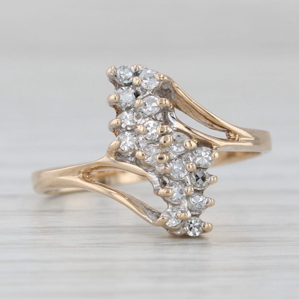 Gray 0.16ctw Diamond Cluster Bypass Ring 14k Yellow Gold Size 5