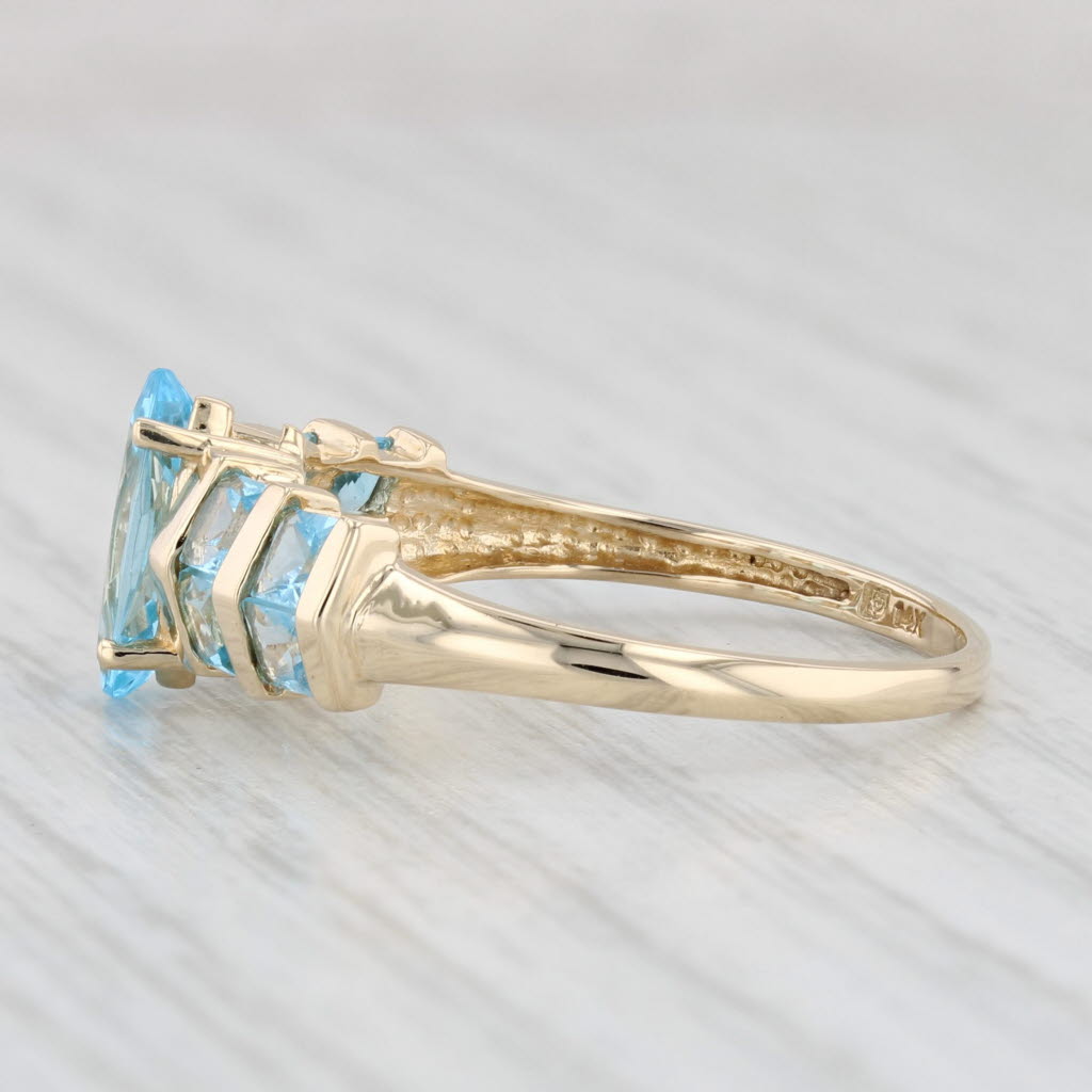 Light Gray 2.56ctw Marquise Blue Topaz 14k Yellow Gold Size 10.25 Solitaire w/ Accents