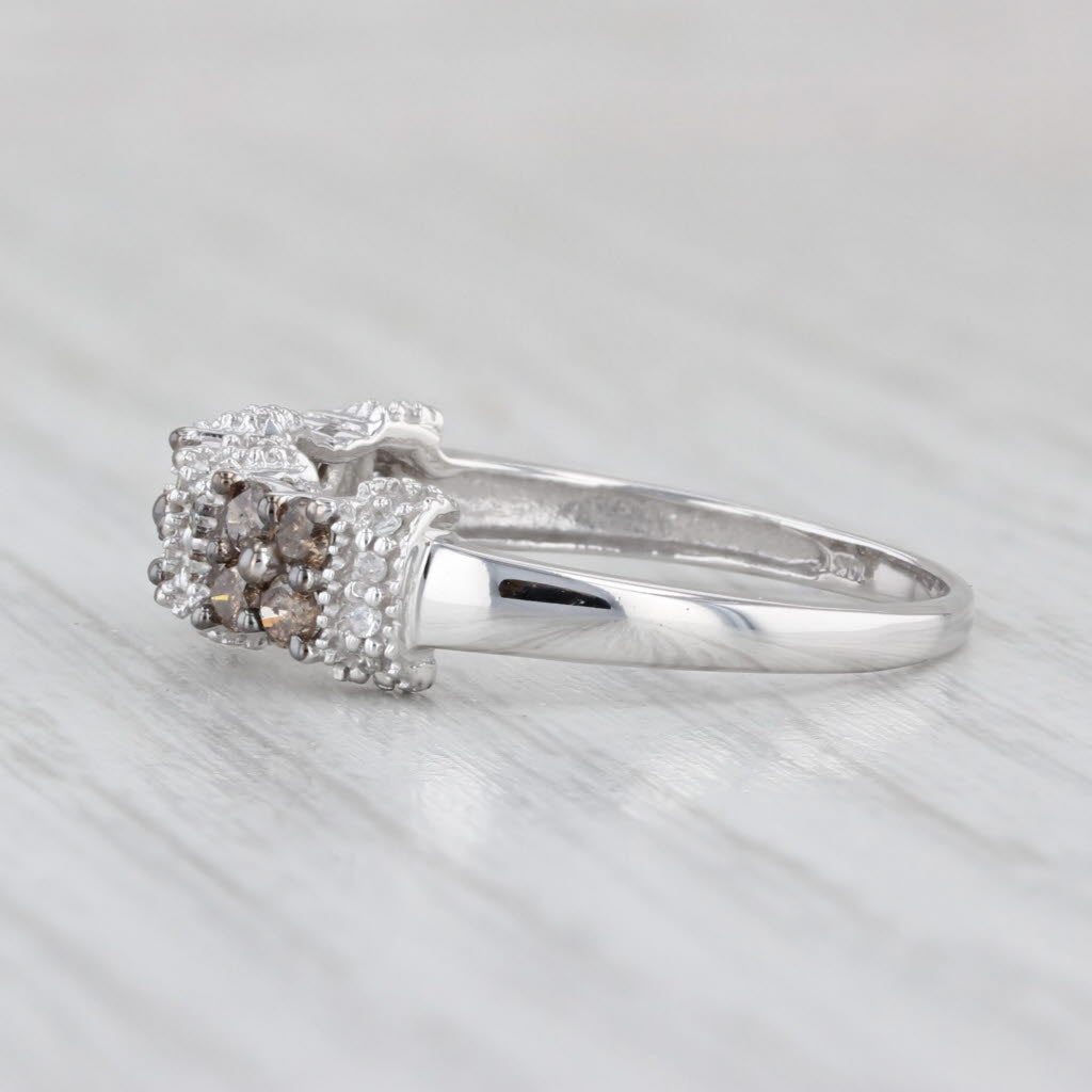 0.40ctw Champagne White Diamond Cluster Ring 10k White Gold Size 8 Wedding Band