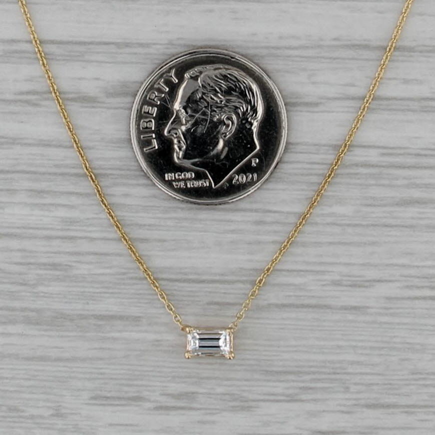 0.30ct Diamond Solitaire Pendant Necklace 14k Gold Adjustable Cable Chain