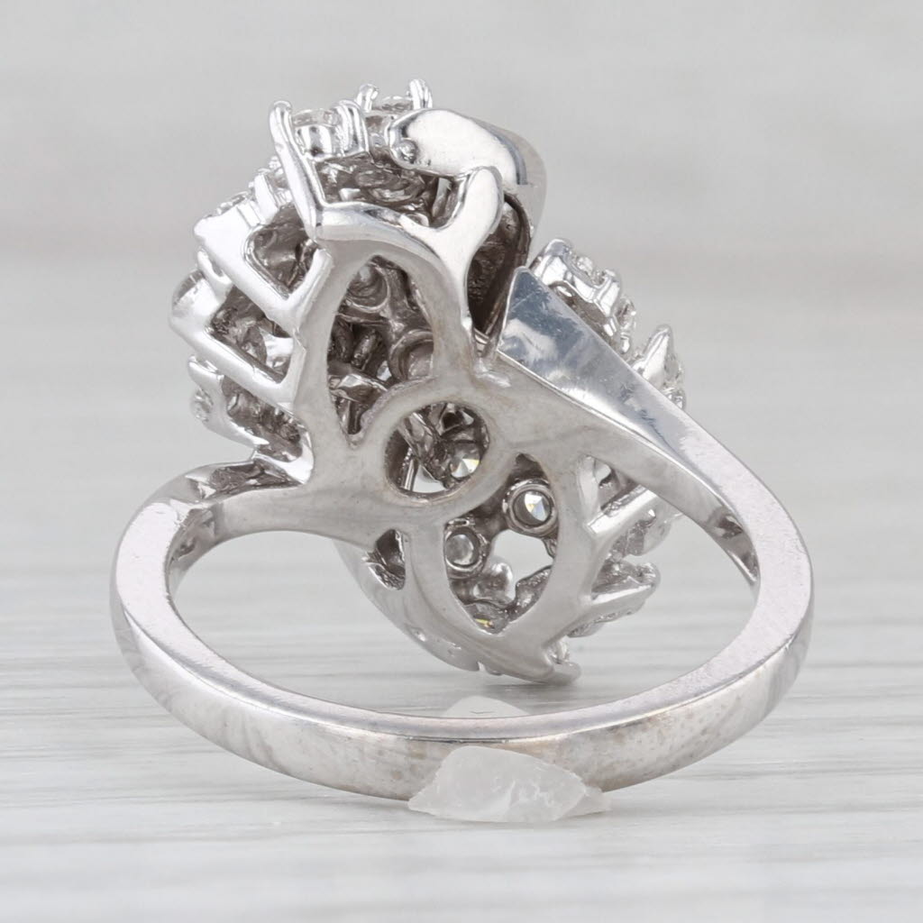 Light Gray 0.64ctw Diamond Cluster Ring 14k White Gold Size 5.75 Cluster Cocktail