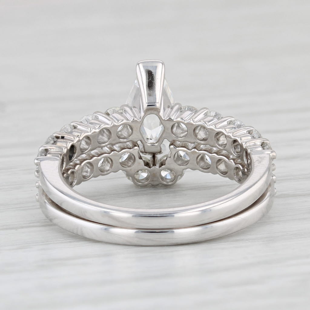 Light Gray 1.83ctw Diamond Engagement Ring Wedding Band Bridal Set 18k White Gold GIA