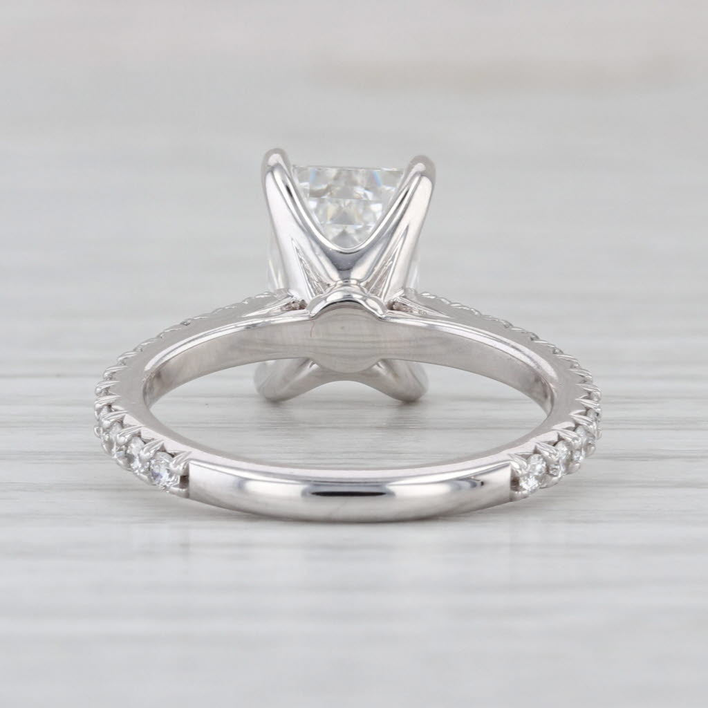 New IGI 3.66ctw Emerald Cut Lab Grown Diamond Engagement Ring 14k White Gold
