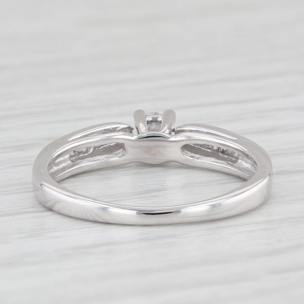 Light Gray 0.19ctw Round Diamond Engagement Ring 10k White Gold Size 6