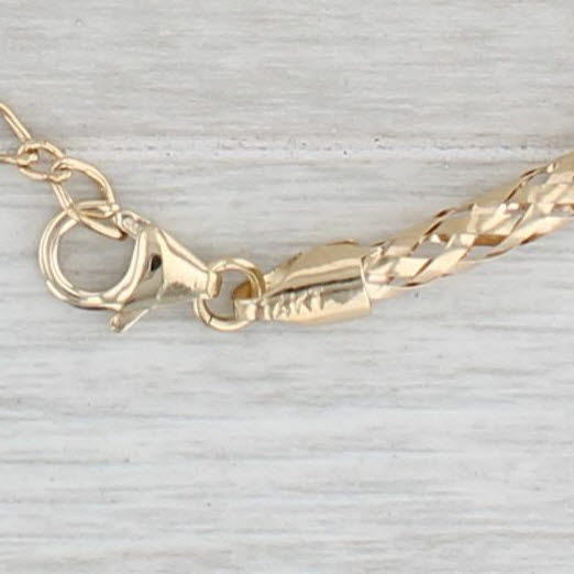 Light Gray Woven Hollow Rope Chain Necklace 14k Yellow Gold 17-19" Adjustable Milor Italy