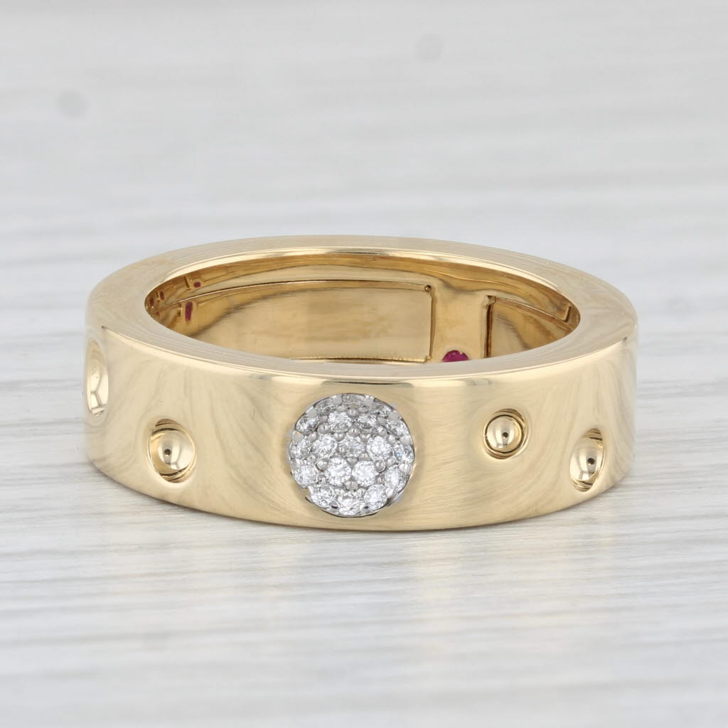 Light Gray Roberto Coin Pois Moi Luna Diamond Ring 18k Yellow Gold Size 6.5 Dots Band